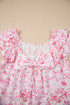 Floral Print Ruffle Sleeve Square Neck Tie Back Blouse