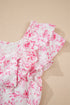 Floral Print Ruffle Sleeve Square Neck Tie Back Blouse