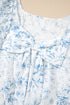 Floral Print Ruffle Sleeve Square Neck Tie Back Blouse