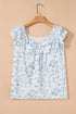 Floral Print Ruffle Sleeve Square Neck Tie Back Blouse