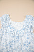 Floral Print Ruffle Sleeve Square Neck Tie Back Blouse
