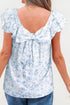 Floral Print Ruffle Sleeve Square Neck Tie Back Blouse