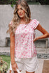 Floral Print Ruffle Sleeve Square Neck Tie Back Blouse