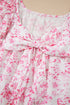 Floral Print Ruffle Sleeve Square Neck Tie Back Blouse