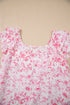 Floral Print Ruffle Sleeve Square Neck Tie Back Blouse