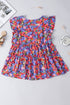Floral Print Ruffle Sleeve Tiered Babydoll Top