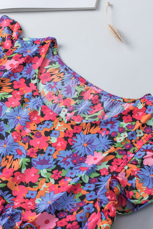 Floral Print Ruffle Sleeve Tiered Babydoll Top