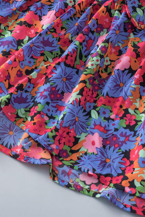 Floral Print Ruffle Sleeve Tiered Babydoll Top