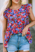 Floral Print Ruffle Sleeve Tiered Babydoll Top