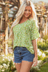 Floral Print Ruffle Sleeve V Neck Viscose Blouse