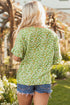 Floral Print Ruffle Sleeve V Neck Viscose Blouse