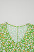 Floral Print Ruffle Sleeve V Neck Viscose Blouse