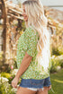 Floral Print Ruffle Sleeve V Neck Viscose Blouse
