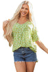 Floral Print Ruffle Sleeve V Neck Viscose Blouse