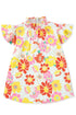 Floral Print Ruffle Stand Collar Flutter Sleeve Top