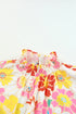 Floral Print Ruffle Stand Collar Flutter Sleeve Top