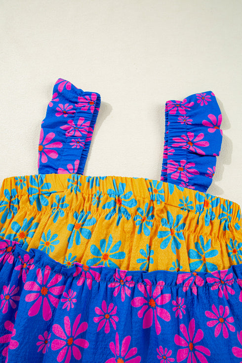 Floral Print Ruffle Strap Tiered Babydoll Top
