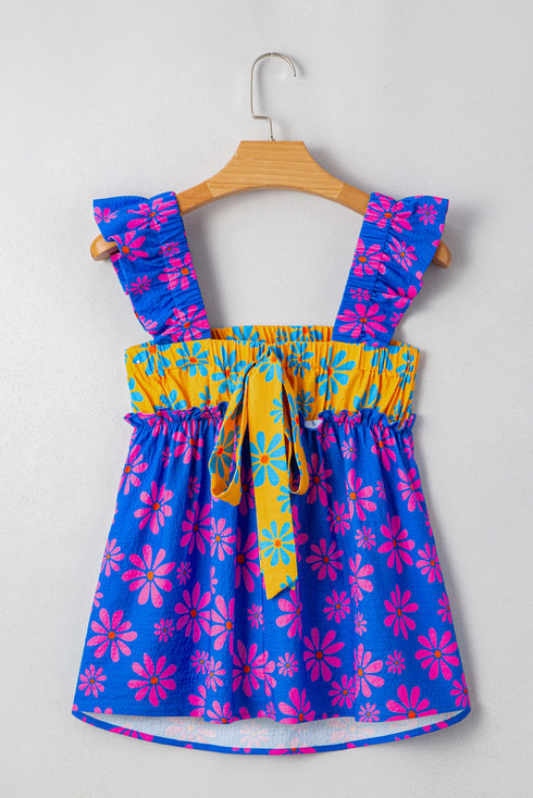 Floral Print Ruffle Strap Tiered Babydoll Top