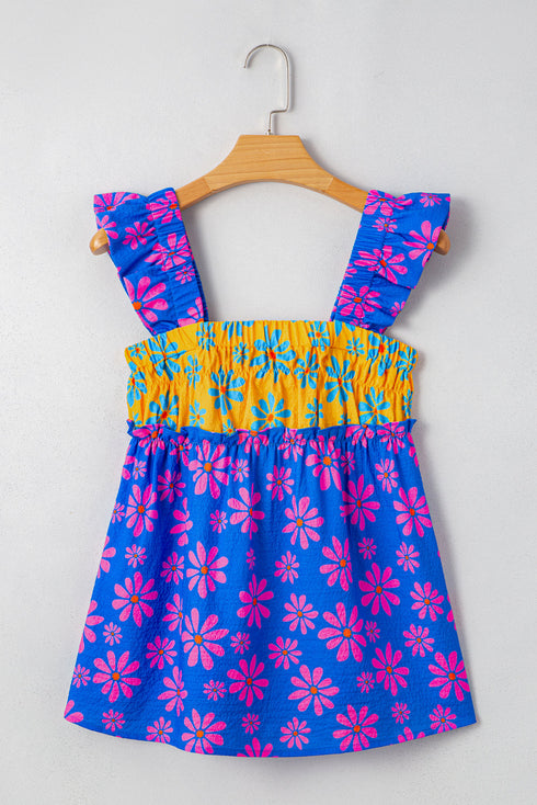 Floral Print Ruffle Strap Tiered Babydoll Top