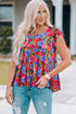 Floral Print Ruffle Tiered Short Sleeve Babydoll Top