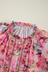 Floral Print Ruffle Trim Button Front Blouse