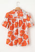 Floral Print Ruffled Mock Neck Woven Blouse
