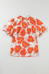 Floral Print Ruffled Mock Neck Woven Blouse