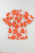 Floral Print Ruffled Mock Neck Woven Blouse