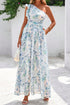 Floral Print Ruffled One Shoulder Maxi Dress
