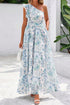 Floral Print Ruffled One Shoulder Maxi Dress