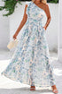 Floral Print Ruffled One Shoulder Maxi Dress