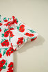 Floral Print Ruffled Puff Sleeve Button Down Blouse