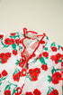 Floral Print Ruffled Puff Sleeve Button Down Blouse