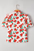 Floral Print Ruffled Puff Sleeve Button Down Blouse