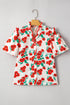 Floral Print Ruffled Puff Sleeve Button Down Blouse