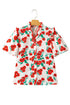 Floral Print Ruffled Puff Sleeve Button Down Blouse