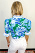 Floral Print Ruffled Puff Sleeve Crisp Cotton Blouse