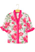 Floral Print Ruffled Puff Sleeve Crisp Cotton Blouse