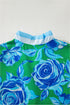 Floral Print Ruffled Puff Sleeve Crisp Cotton Blouse