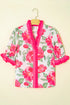 Floral Print Ruffled Puff Sleeve Crisp Cotton Blouse