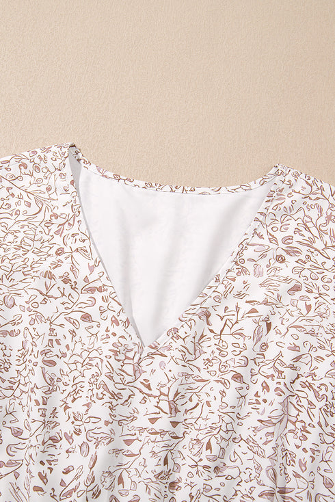 Floral Print Ruffled Short Sleeve A Line Mini Dress
