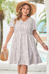 Floral Print Ruffled Short Sleeve A Line Mini Dress