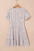 Floral Print Ruffled Short Sleeve A Line Mini Dress
