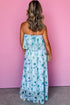 Floral Print Ruffled Side Slit Tube Top Maxi Dress