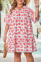 Floral Print Ruffled V Neck A Line Mini Dress