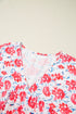 Floral Print Ruffled V Neck A Line Mini Dress