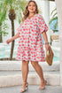 Floral Print Ruffled V Neck A Line Mini Dress
