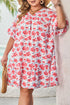 Floral Print Ruffled V Neck A Line Mini Dress