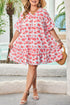Floral Print Ruffled V Neck A Line Mini Dress