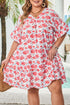 Floral Print Ruffled V Neck A Line Mini Dress
